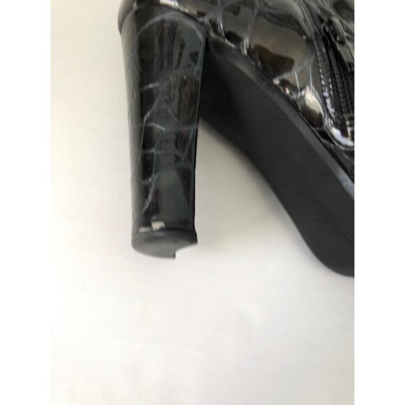 Stuart Weitzman Patent Leather Faux Croc Boots Embossed‎ Womens Size 7 - Picture 5 of 11